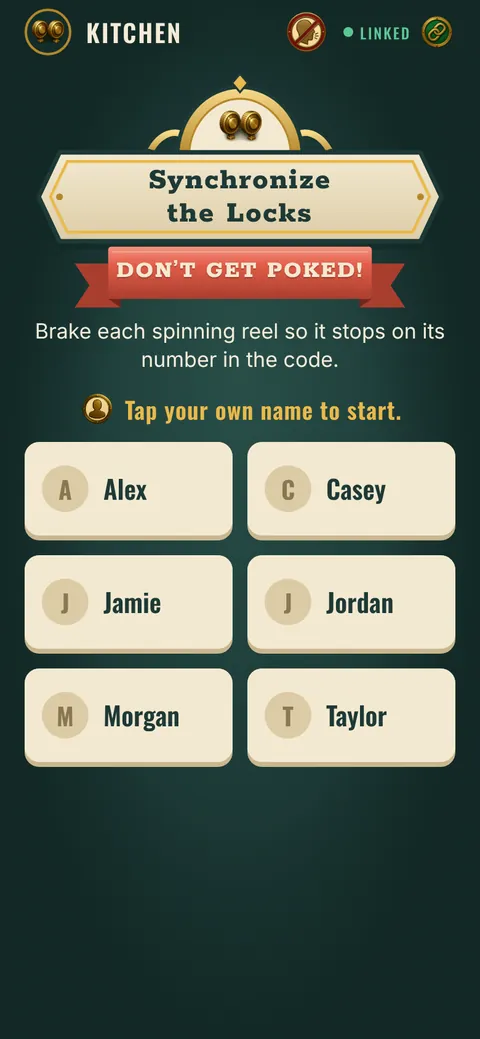 A station phone asking players to tap their own name